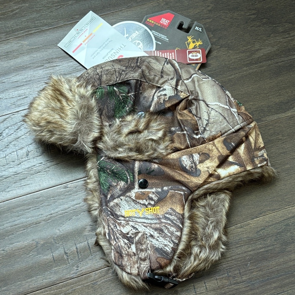 Hot Shot Realtree Xtra 3M Thinsulate,Odor X,Sabre,faux fur,quilt lined trapper